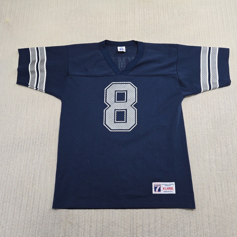 Vintage Logo 7 Dallas Cowboys Football Jersey Youth XL Troy Aikman NFL USA Made